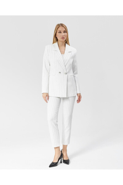 Women's Striped Classic Trendy Jacket WHITE - 7