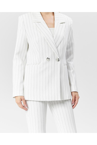 Women's Striped Classic Trendy Jacket WHITE - 8