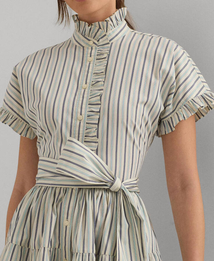 Women's Striped Cotton Broadcloth Shirtdress White Multi - 4