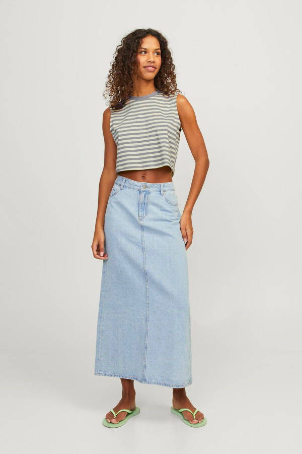 Women's Striped Crew Neck Crop Top - Alvira - 5