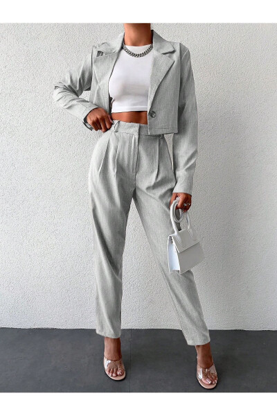 Women's Striped Crop Jacket and Pants Set - 9