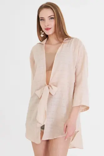 Women's Striped Kimono with Front Tie 