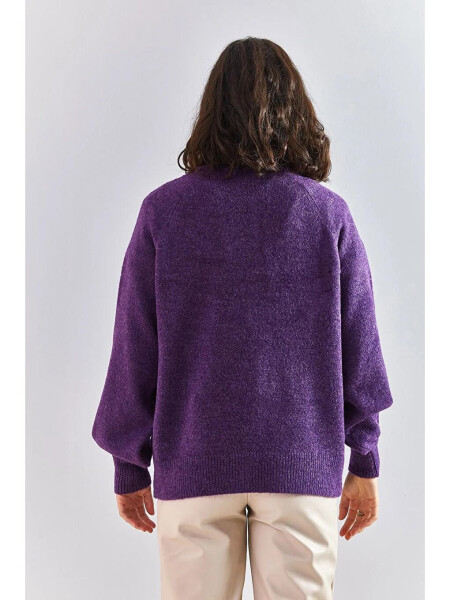 Women's Striped Knit Sweater with Button-Up Collar - 9