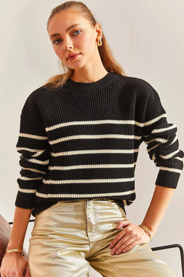 Women's Striped Selanik Knitted Cardigan - 11