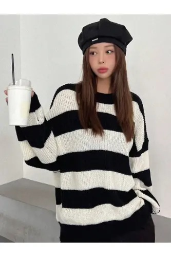 Women's Striped Sweater - DIER MODA (1)