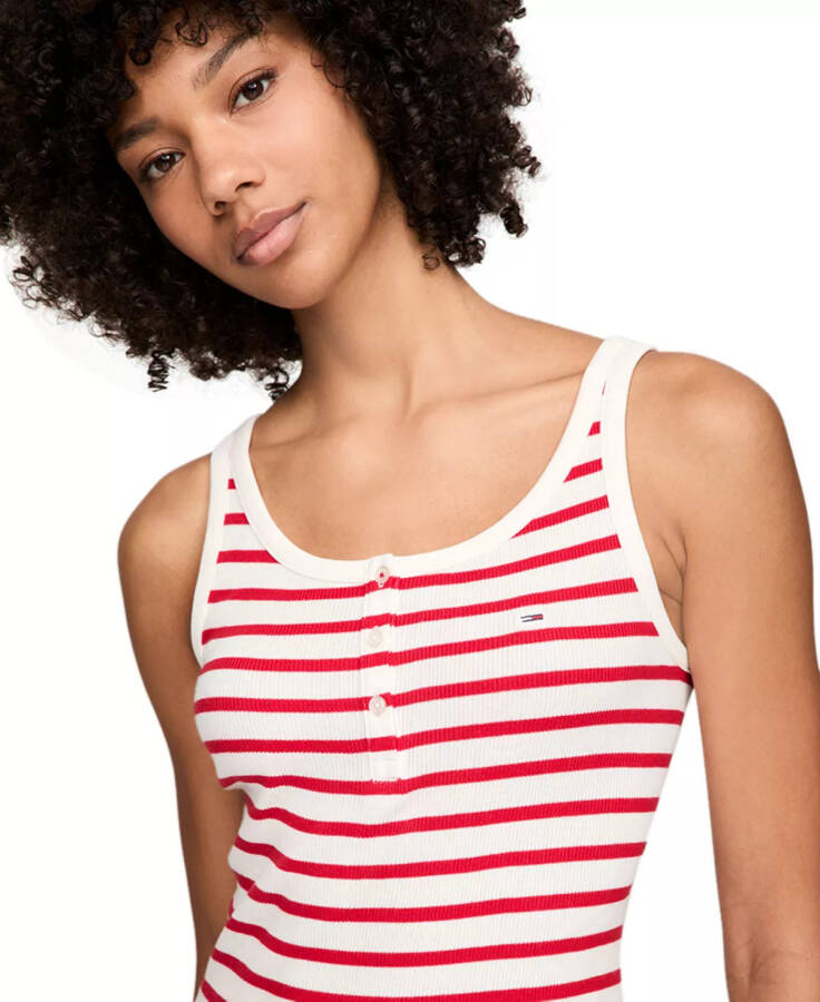 Women's Striped Tank Midi Dress Red/white Sripe - 2