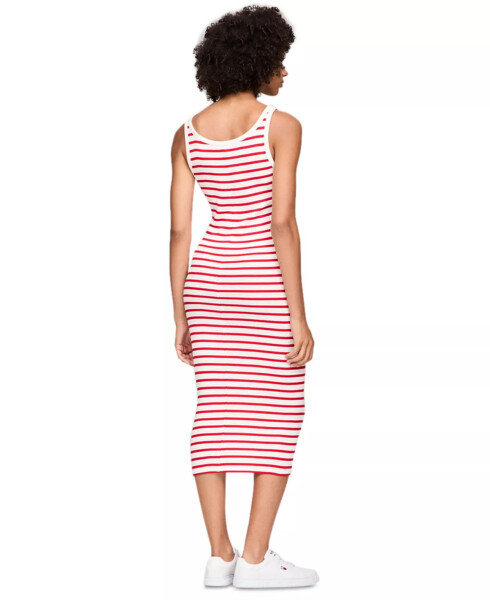 Women's Striped Tank Midi Dress Red/white Sripe - 3