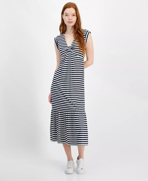 Women's Striped Tiered Sleeveless Midi Dress Sky Capt/i - 1