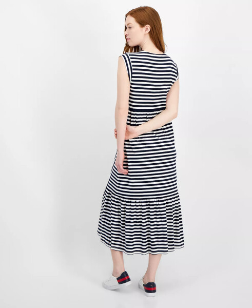 Women's Striped Tiered Sleeveless Midi Dress Sky Capt/i - 2