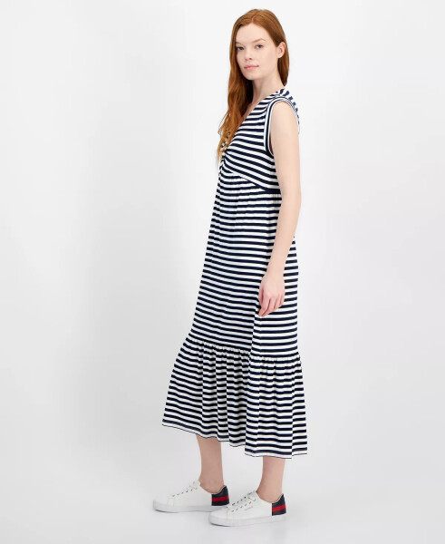 Women's Striped Tiered Sleeveless Midi Dress Sky Capt/i - 3