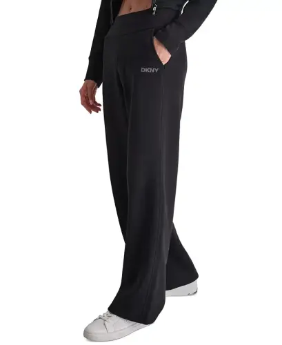 Women's Studded-Logo Wide-Leg Pants - 4