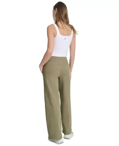 Women's Studded-Logo Wide-Leg Pants-Utility Green - 5