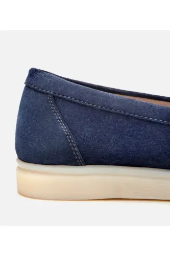 Women's Suede Leather Blue Tassel Loafer - 5