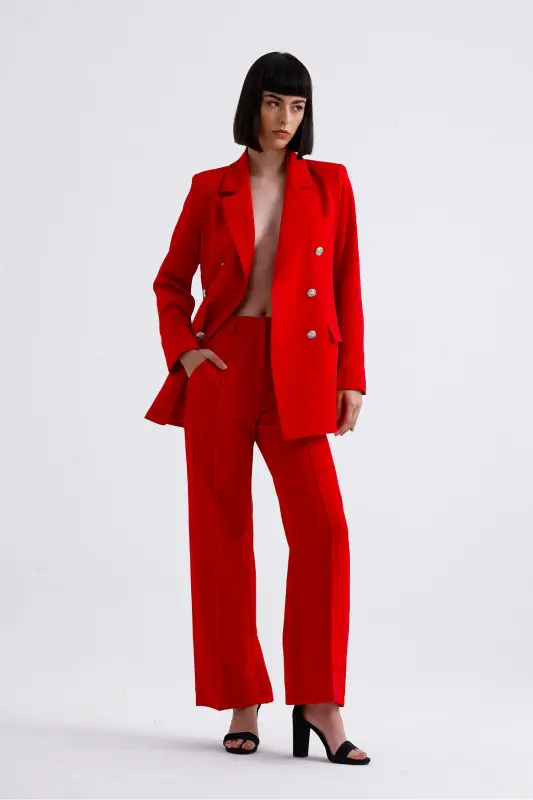 Women's Suit Jacket And Pants | TK34239 Red-Red - 3