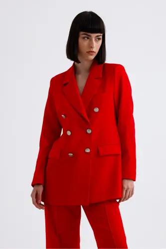 Women's Suit Jacket And Pants | TK34239 Red-Red - 4