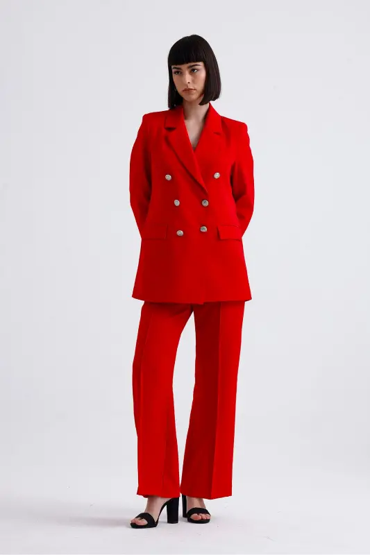 Women's Suit Jacket And Pants | TK34239 Red-Red - 5
