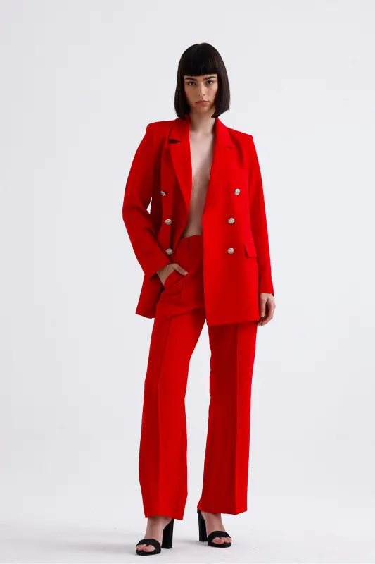 Women's Suit Jacket And Pants | TK34239 Red-Red - 7