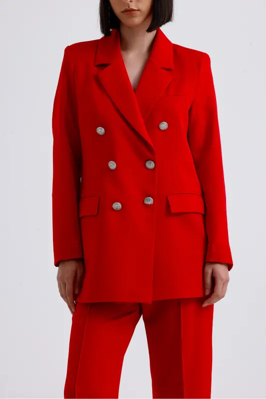 Women's Suit Jacket And Pants | TK34239 Red-Red - 8