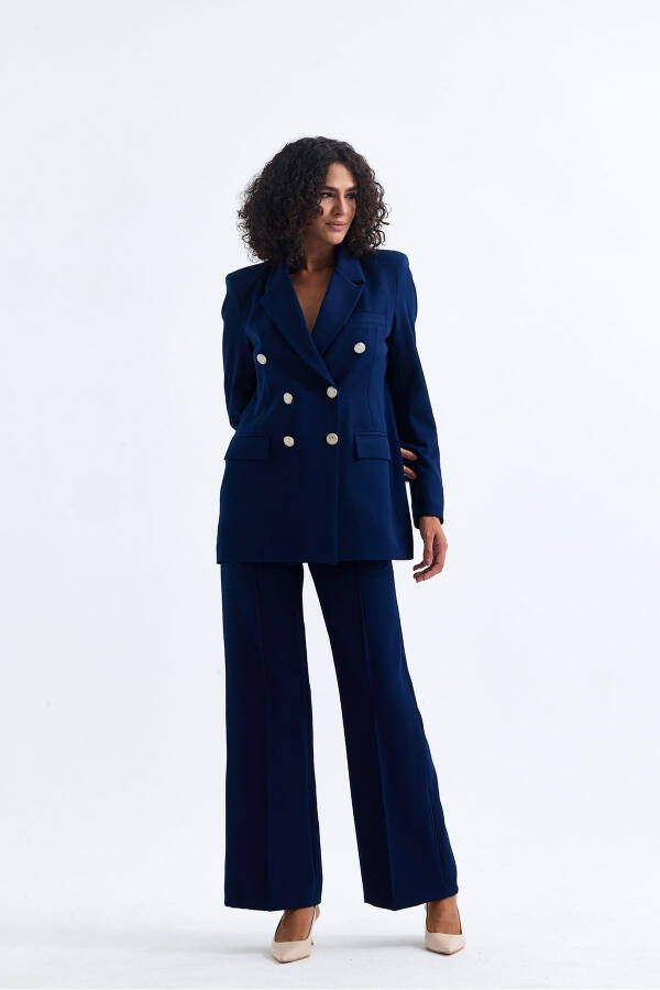 Women's Suit Jacket And Trousers | TK34239 Navy - 34