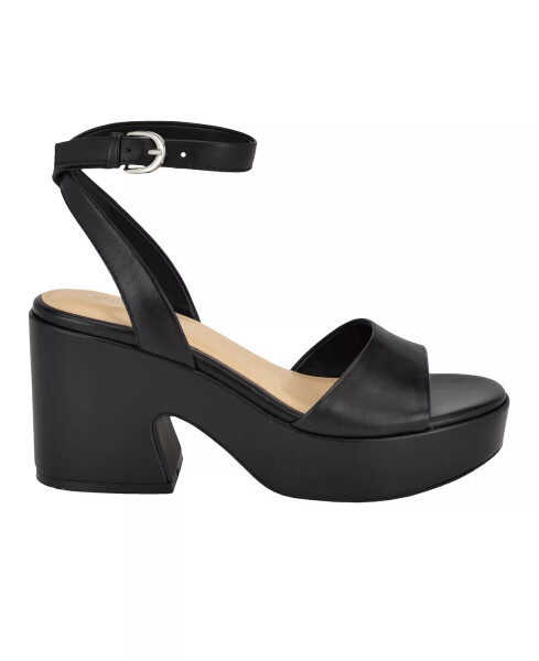 Women's Summer Wedge Sandals Black Leather - with Manmade Sole - 2