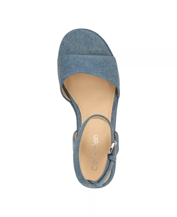 Women's Summer Wedge Sandals Blue Denim - Textile, Manmade with Textile Sole - 4