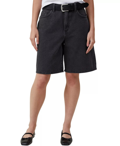 Women's Super Baggy Denim Jort Shorts - Graphite Black - 1