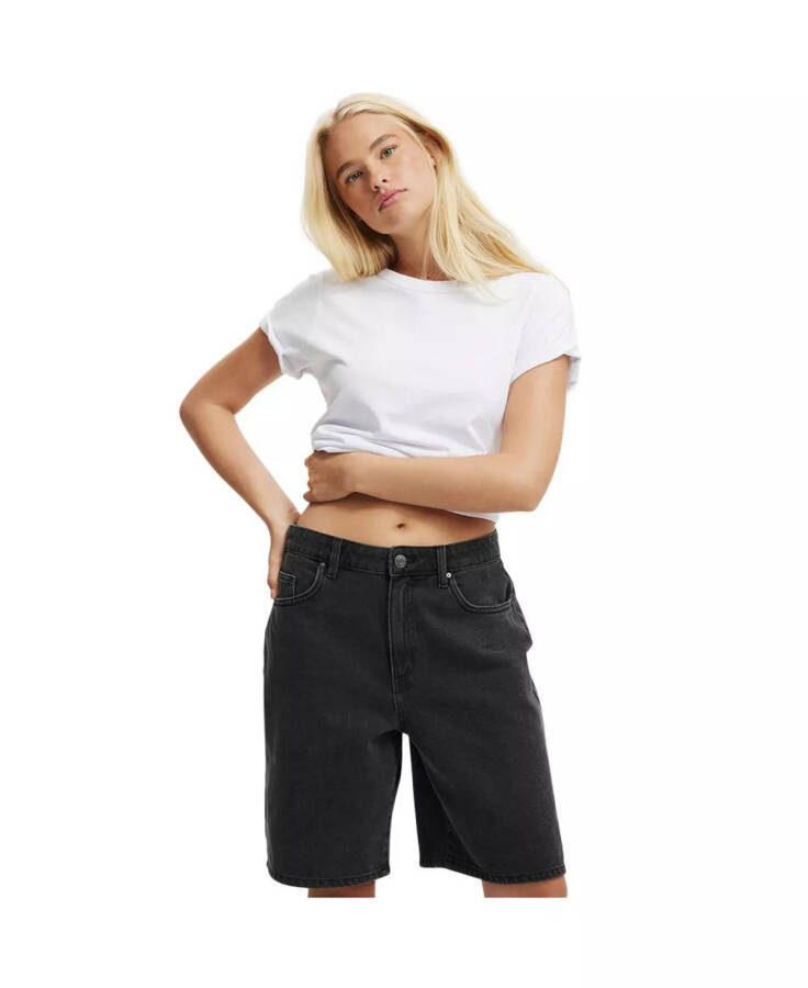 Women's Super Baggy Denim Jort Shorts - Graphite Black - 10