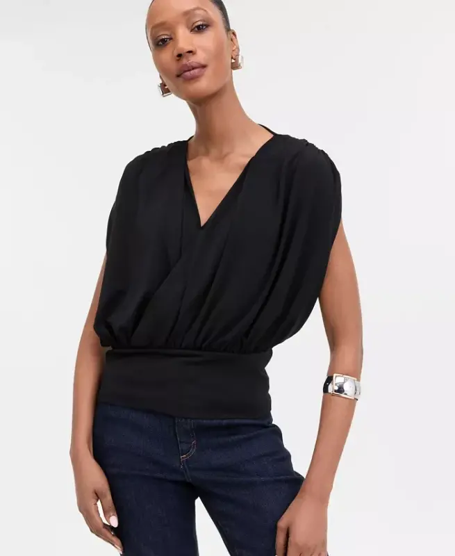 Women's Surplice V-Neck Top, Exclusively at Modazone - I.N.C. INTERNATIONAL CONCEPTS