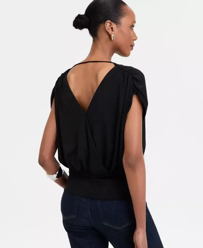 Women's Surplice V-Neck Top, Exclusively at Modazone - 3