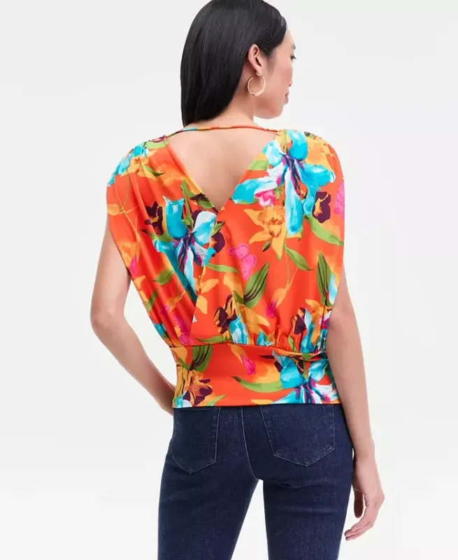 Women's Surplice V-Neck Top, Exclusively at Modazone - Calla Bouquet - 2