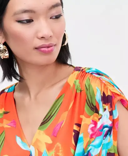 Women's Surplice V-Neck Top, Exclusively at Modazone - Calla Bouquet - 3