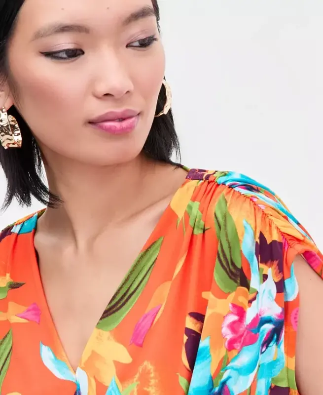 Women's Surplice V-Neck Top, Exclusively at Modazone - Calla Bouquet - 3