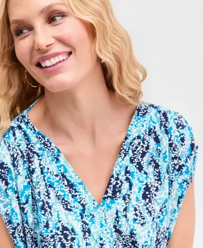 Women's Surplice V-Neck Top, Exclusively at Modazone - Claire Spots - 3