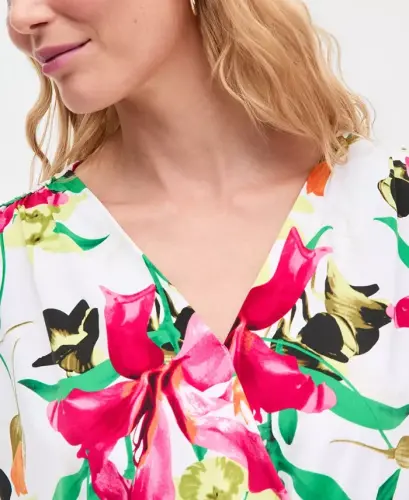 Women's Surplice V-Neck Top, Exclusively at Modazone - Leena Bouquet - 3