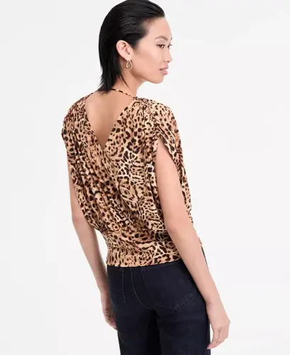 Women's Surplice V-Neck Top, Exclusively at Modazone - Pheby Cheetah - I.N.C. INTERNATIONAL CONCEPTS (1)