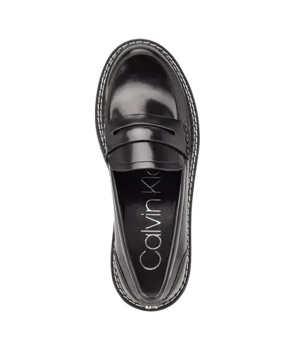 Women's Suzie Casual Lug Sole Loafers-Black Faux Leather - 4
