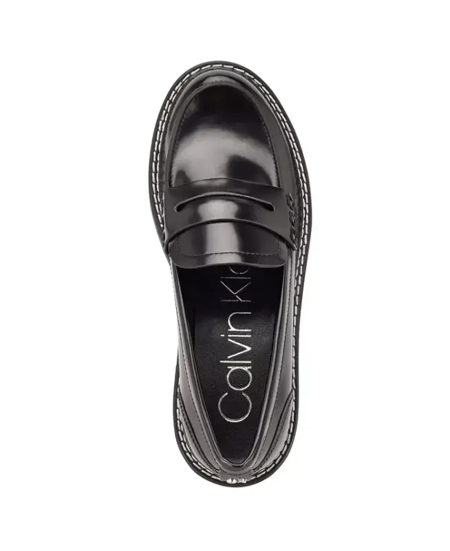 Women's Suzie Casual Lug Sole Loafers-Black Faux Leather - 4