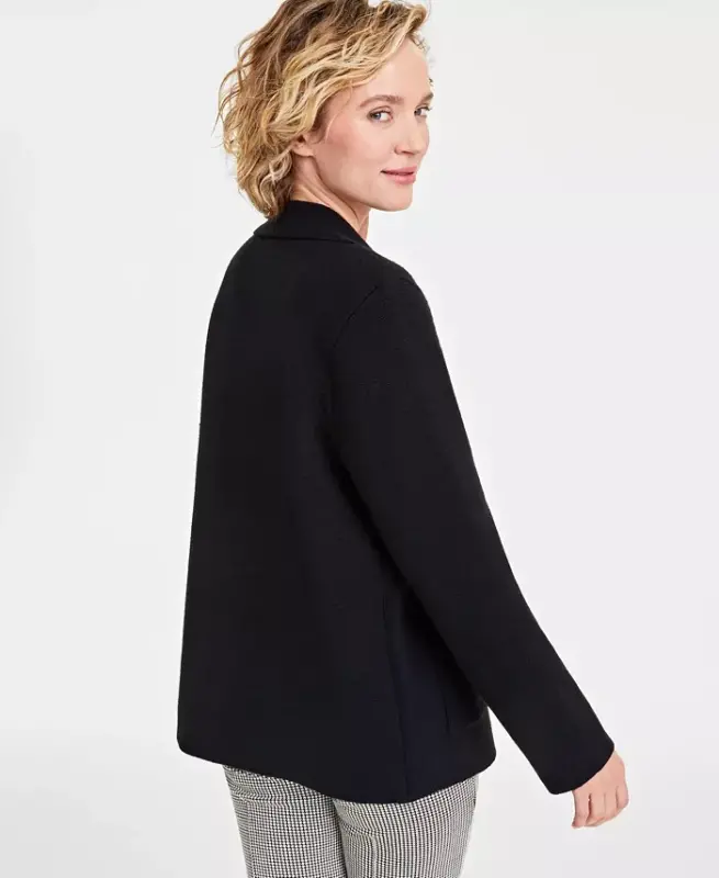 Women's Sweater Blazer, Created for Modazone - Deep Black - 2