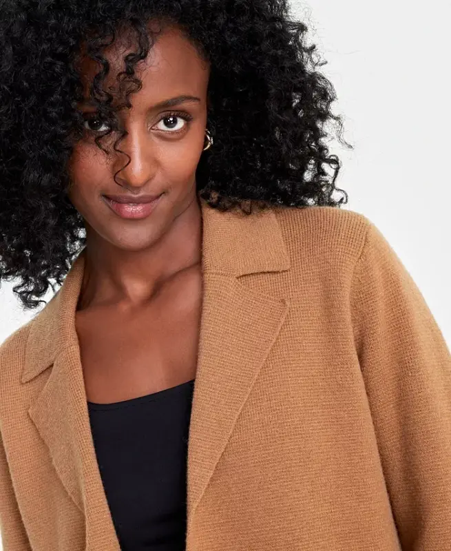 Women's Sweater Blazer, Created for Modazone - Salty Nut - 3