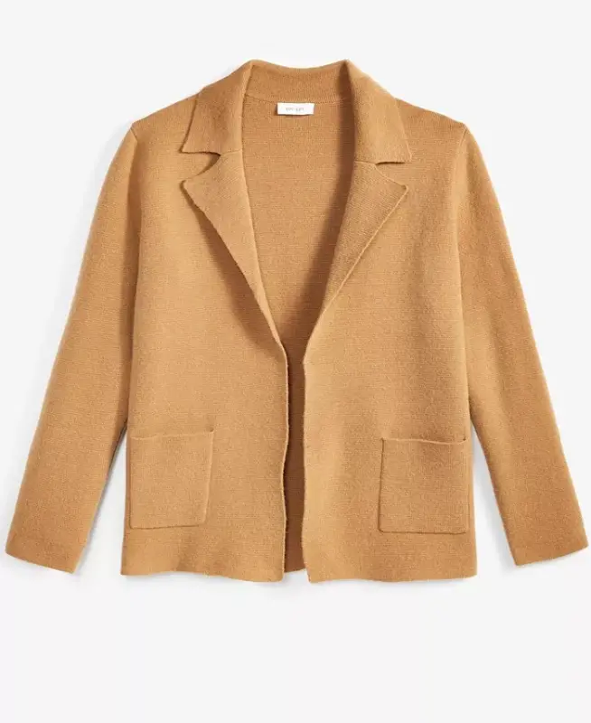 Women's Sweater Blazer, Created for Modazone - Salty Nut - 5
