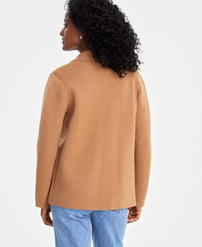 Women's Sweater Blazer, Created for Modazone - Salty Nut - 4