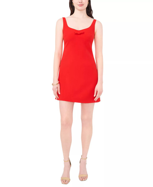 Women's Sweetheart-Neck Bow-Trim Sheath Dress Classic Cherry - 1