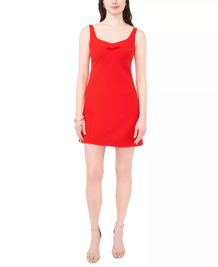 Women's Sweetheart-Neck Bow-Trim Sheath Dress Classic Cherry - 1