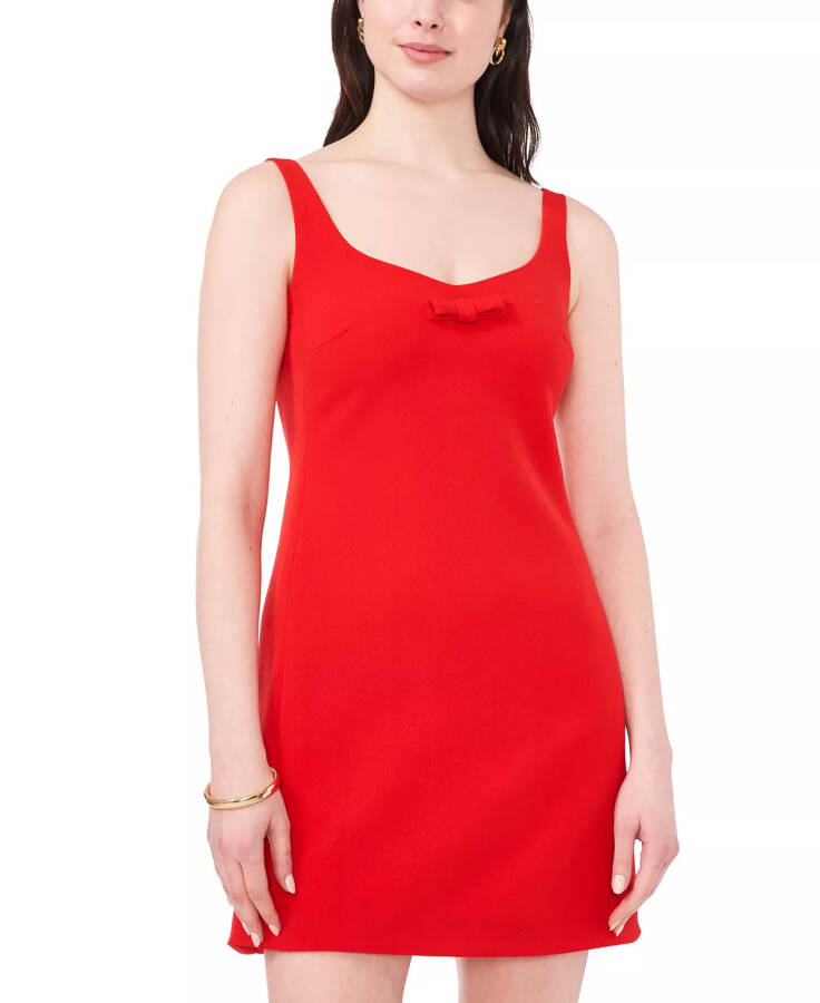 Women's Sweetheart-Neck Bow-Trim Sheath Dress Classic Cherry - 3