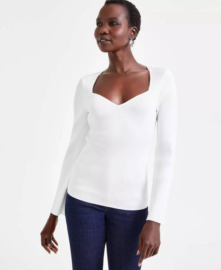 Women's Sweetheart-Neck Sweater, Exclusively at Modazone Washed Whi - 1