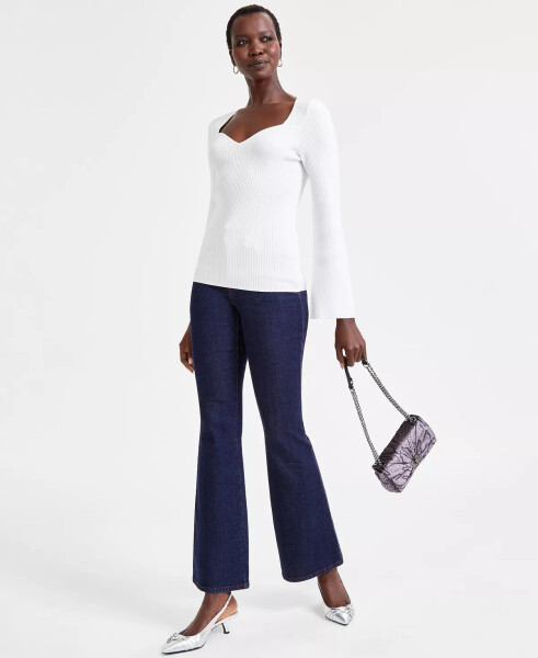 Women's Sweetheart-Neck Sweater, Exclusively at Modazone Washed Whi - 2