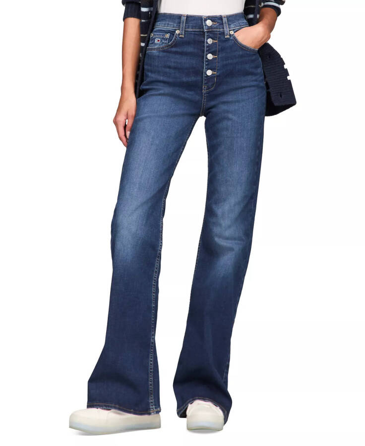 Women's Sylvia High-Rise Button-Fly Flare Jeans Denim Dark - 3