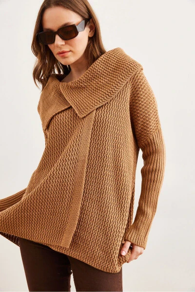 Women's Tabby Envelope Neck Button Knit Cardigan HRK-19000326 - OLALOOK