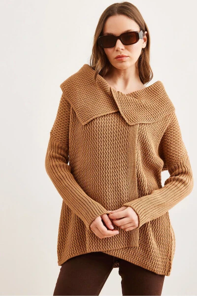 Women's Tabby Envelope Neck Button Knit Cardigan HRK-19000326 - 3