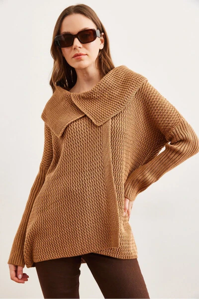 Women's Tabby Envelope Neck Button Knit Cardigan HRK-19000326 - 5